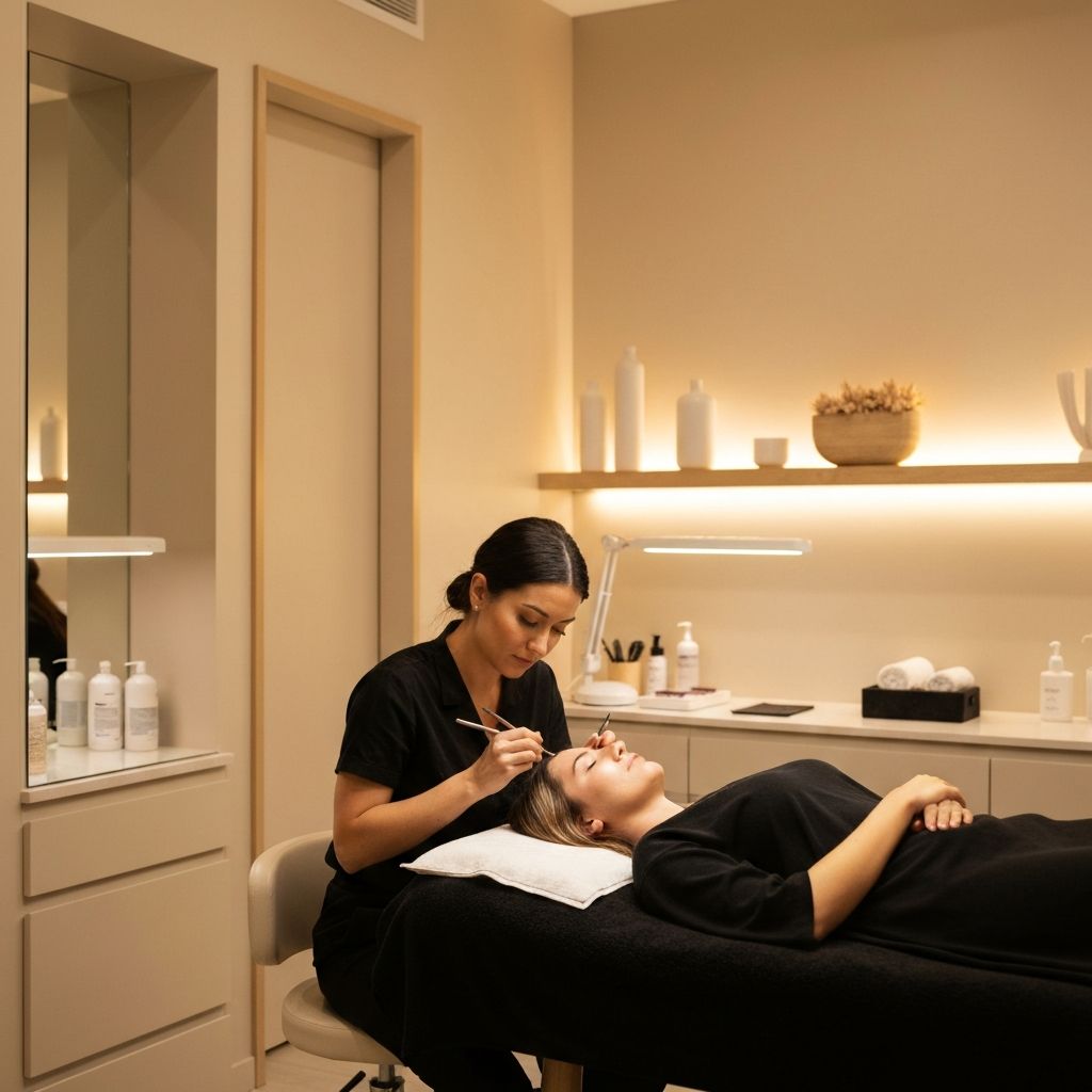 Elegant treatment room at Aria Lash Studio in Calgary